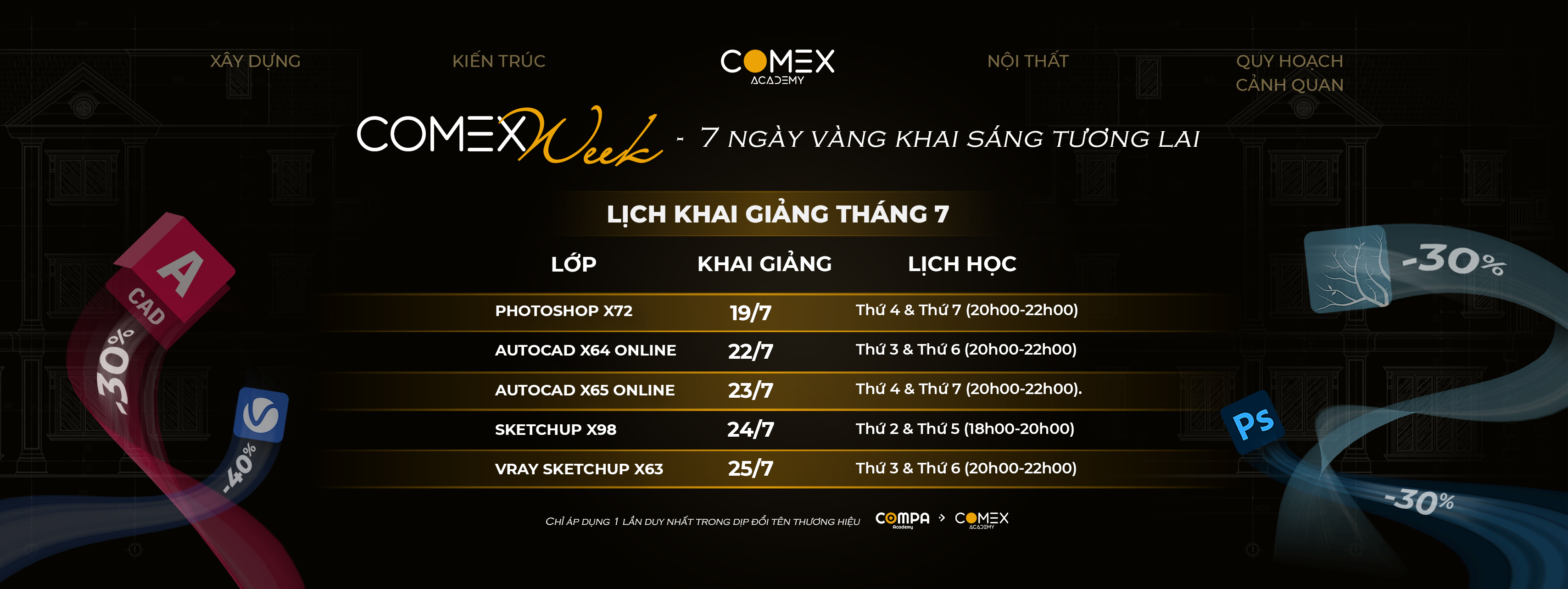 LỊCH HỌC THÁNG 7
