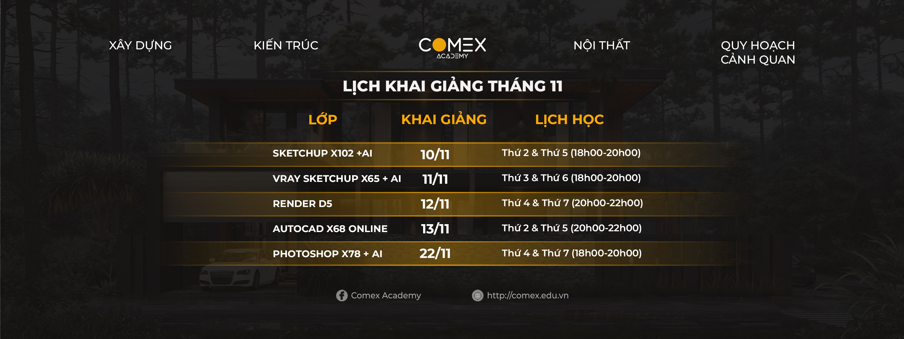 LỊCH HỌC THÁNG 11
