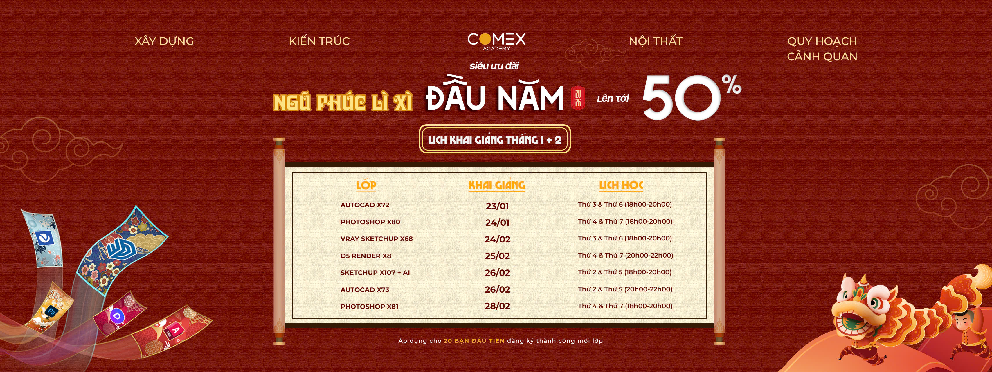 LỊCH HỌC THÁNG 1