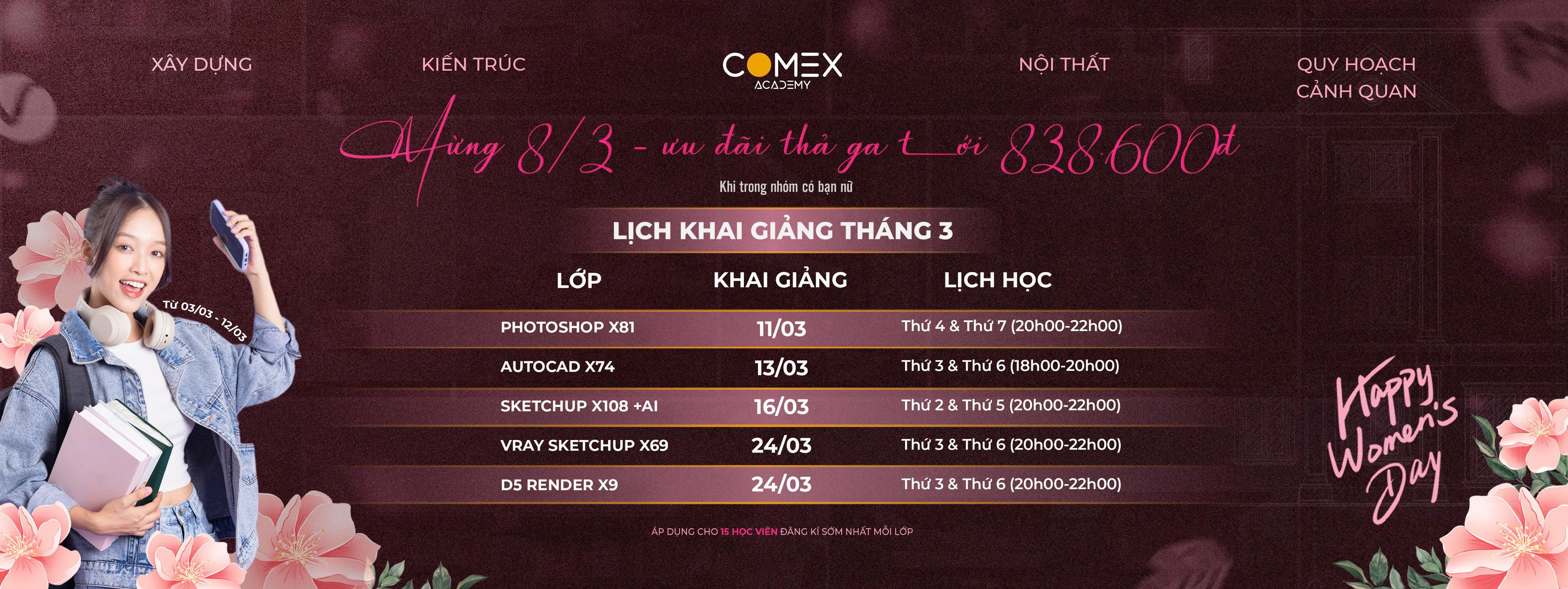 LỊCH HỌC THÁNG 3