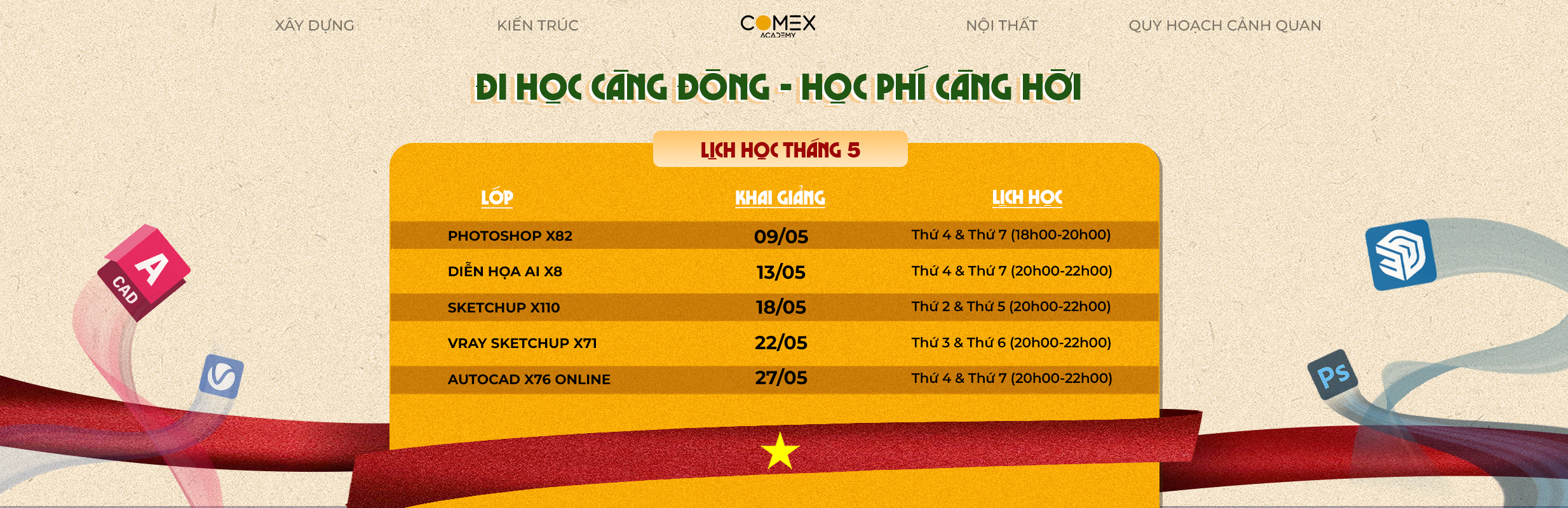 LỊCH HỌC THÁNG 5