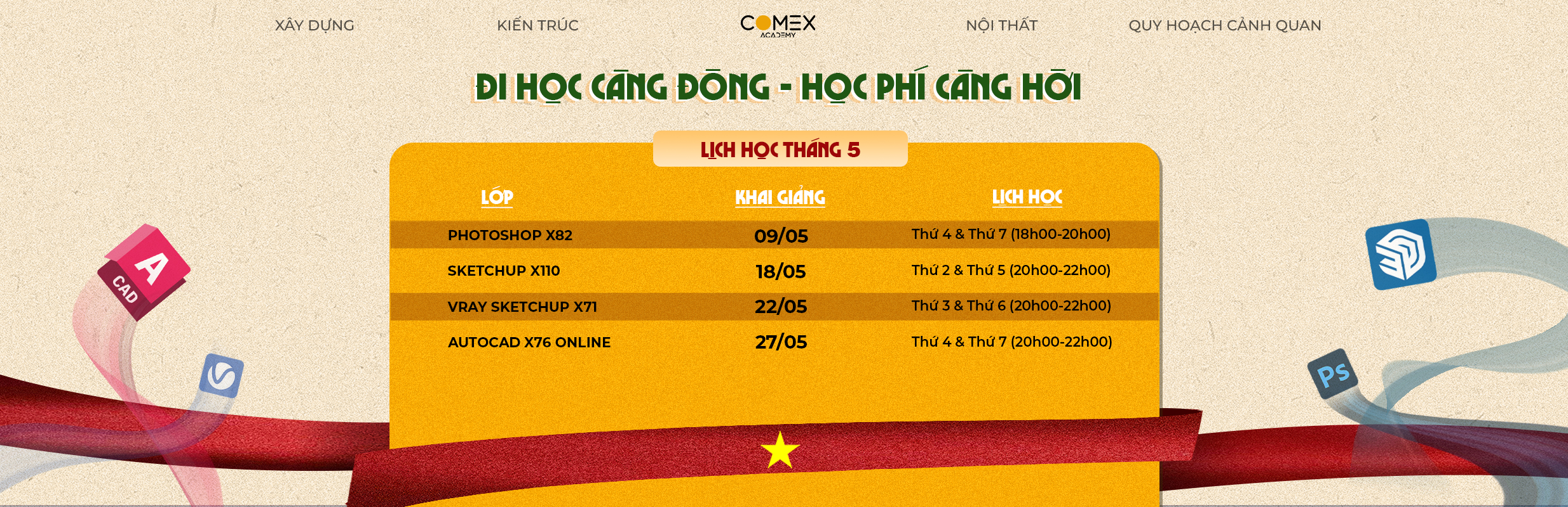 LỊCH HỌC THÁNG 5