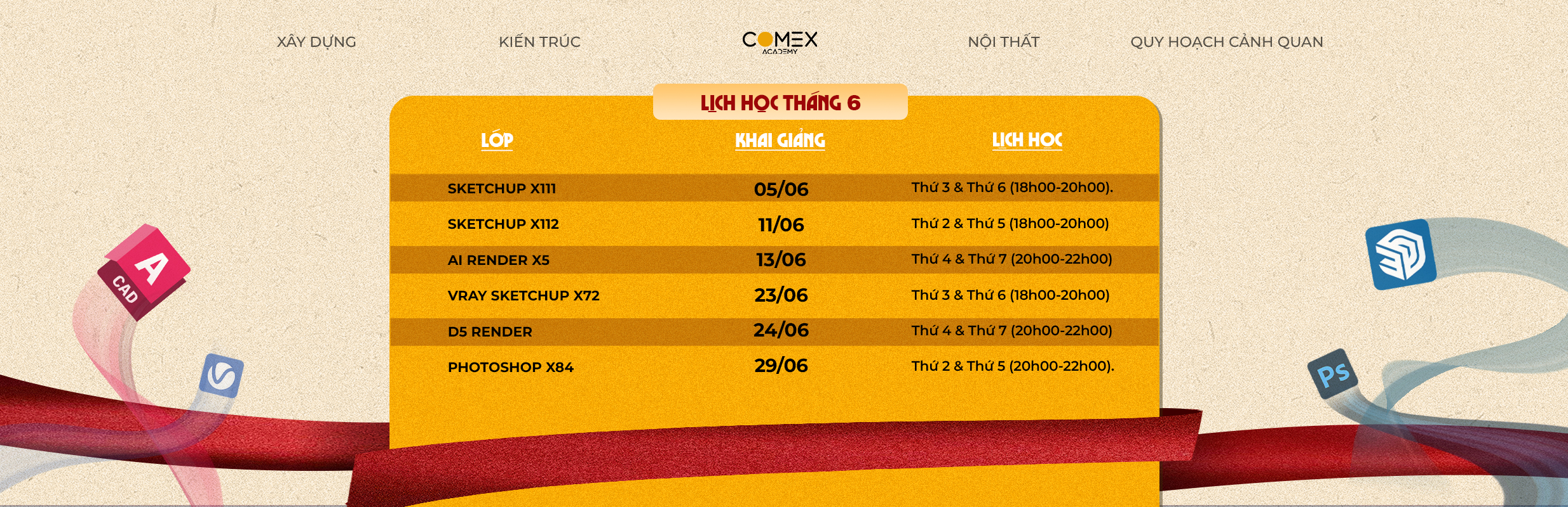 LỊCH HỌC THÁNG 6