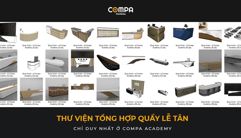 THƯ VIỆN TỔNG HỢP QUẦY LỄ TÂN SKETCHUP 