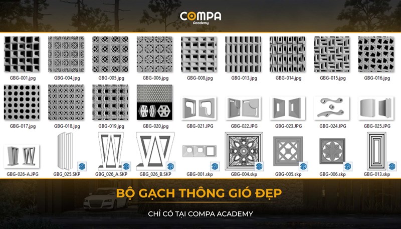 COMPA ACADEMY SHARE TẶNG THƯ VIỆN BỘ GẠCH THÔNG GIÓ CHO SKETCHUP 