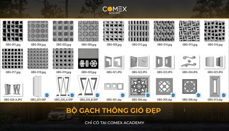COMEX ACADEMY SHARE TẶNG THƯ VIỆN BỘ GẠCH THÔNG GIÓ CHO SKETCHUP 
