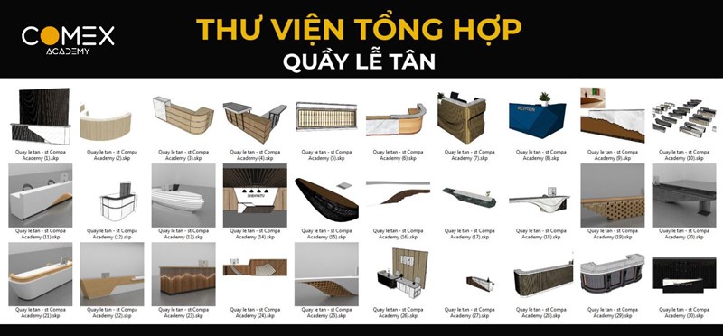 THƯ VIỆN TỔNG HỢP QUẦY LỄ TÂN SKETCHUP 